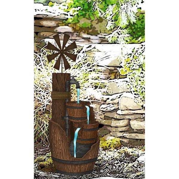 Alpine Corp Alpine Corp ZEN540 47 in. Alpine Corp 3 Tier Pump & Barrel Fountain with Windmill ZEN540